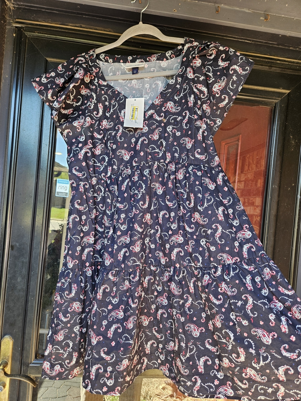 Universal Thread Navy Paisley Mini Dress with Pink Accents